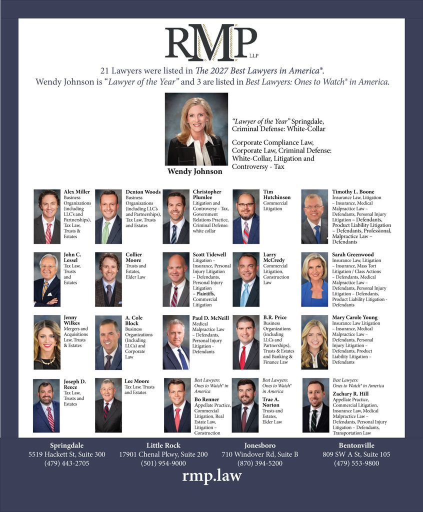 RMP Law attorneys recognized in the 2027 edition of Best Lawyers in America, including Wendy Johnson, Lawyer of the Year